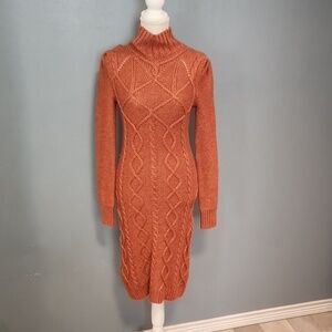 Vintage Victoria's Secret Moda International wool cableknit midi mock ne…